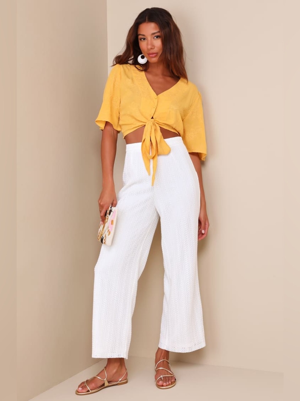 Lulus Exceptional Bliss White Crochet Lace High-Rise Pants XS